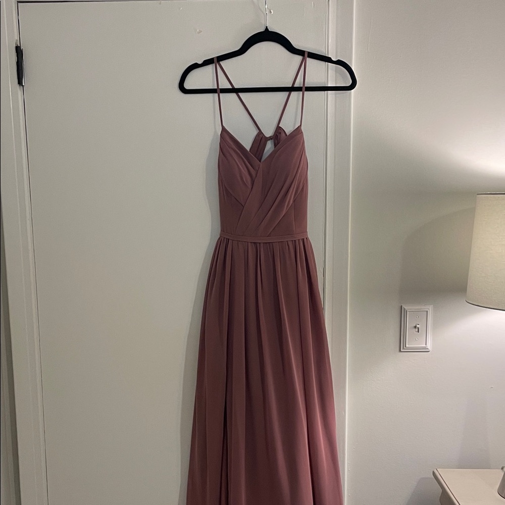 Azazie Cora Mauve Spaghetti Strap Bridesmaid Dress